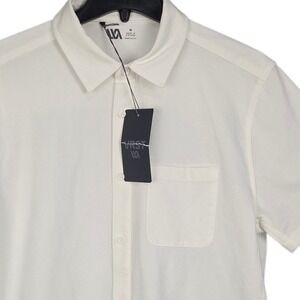 VRST Button Up Shirt Mens Medium White Short Sleeve Wrinkle Resistant UPF 50 NWT